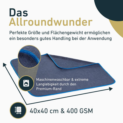 Aurum-Performance® 6er Set Car Microfiber Cloths 400GSM - Car Care Polishing Cloth lint-free & Extreme Absorbency - All-round Vehicle Microfiber Cloth gentle on paint