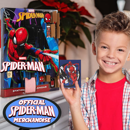 Marvel Spiderman Advent calendar 2025 for kids and teenagers with school supplies, pencils, keychains, stamps, and toys. Great gift idea! (Spiderman Multicolor)