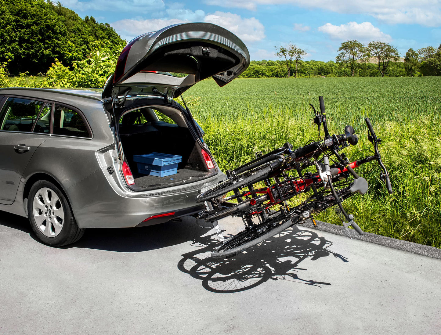 EUFAB 11598 bike carrier FINCH for 3 bikes, black.