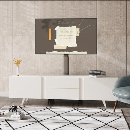 FITUEYES TV Floor Stand with Wooden Shelf TV Base TV Stand TV Stand with Wheels height adjustable swivel for 32 to 70 inch flat screen up to 40kg. Max. VESA. 400 * 600