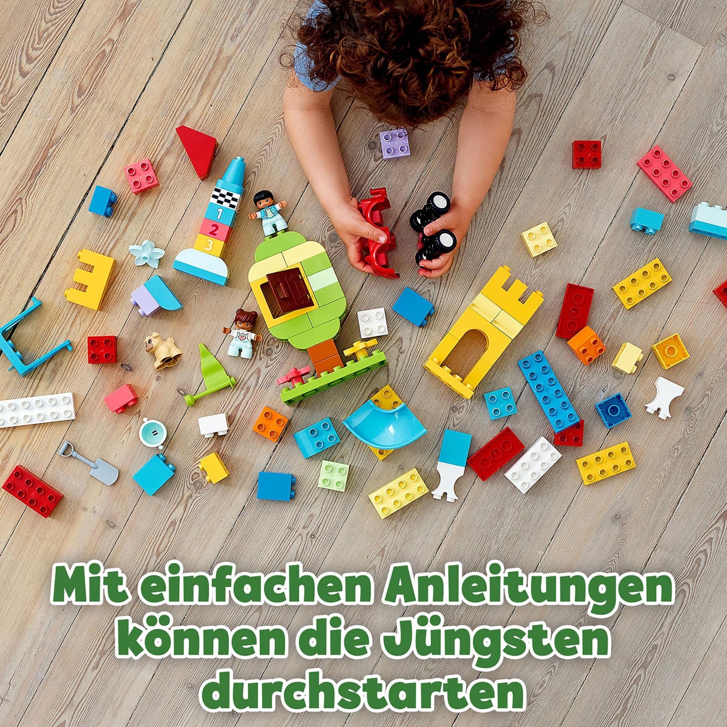 LEGO DUPLO Classic Brick Box - Montessori toy for 1 year olds - Educational toy for toddlers with car, number bricks, animal figures and storage box - Gift for girls and boys 10914