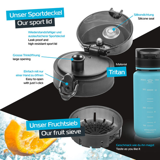 coolrhino Water Bottle 1000ml for sports, outdoor, school, fitness & kids - Leak-proof and BPA-free - Bottle suitable for carbonated drinks (Rhino Sun Yellow, 1000ml)