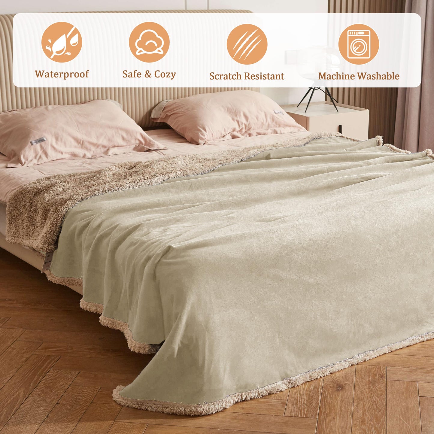 Critter Planet Dog Blanket Waterproof, Love Blanket Sex Blanket Waterproof, Washable Throw Blanket Sofa Protection Throw for Sofa Car Seat Couch Bed, Large Blanket 47x59 inches, Camel/Taupe.