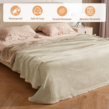 Critter Planet Dog Blanket Waterproof, Love Blanket Sex Blanket Waterproof, Washable Throw Blanket Sofa Protection Throw for Sofa Car Seat Couch Bed, Large Blanket 47x59 inches, Camel/Taupe.