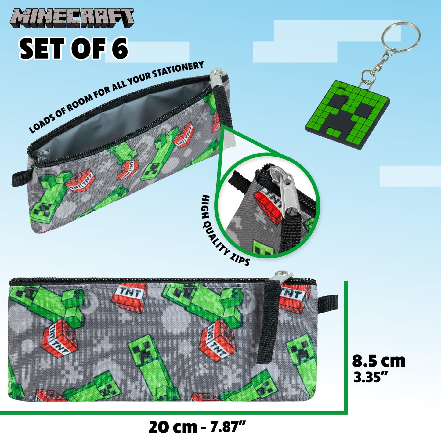 Minecraft backpack kids school bag set with lunch bag and pencil case, multicolored, one size, school bag set