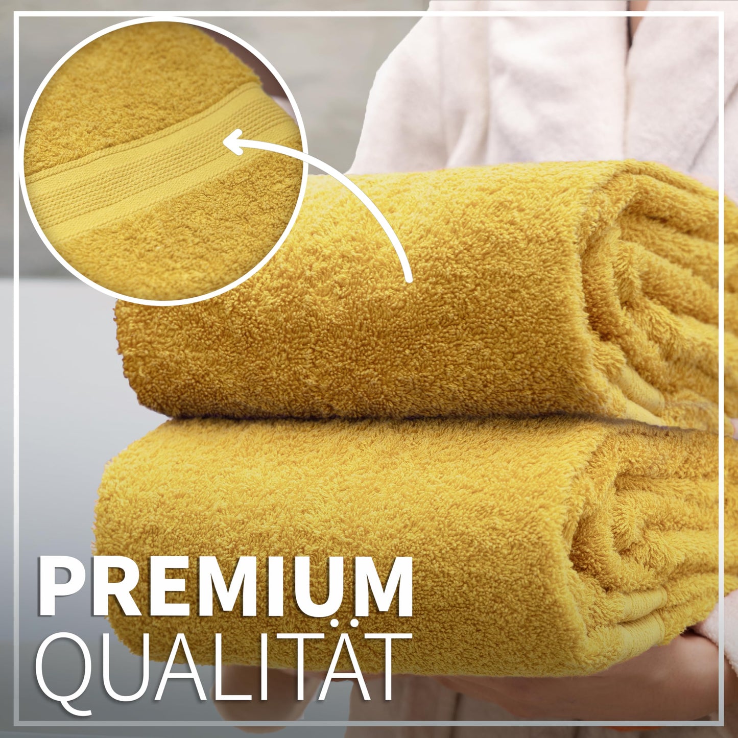 NatureMark 2-pack bath towels Premium quality 70x140cm bath towel double pack Color: Yellow