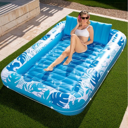 Sloosh 85" x 57"/2.1 * 1.4m Inflatable Sun Pool, Air Mattress Pool, Sunbathing with Removable Pillow, Personal Water Mattress for Adults, Summer Fun, Water Party-Blue