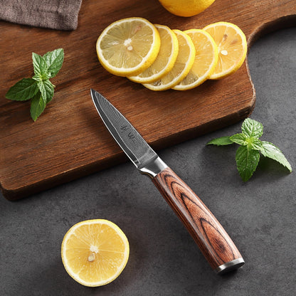 Wakoli EDIB 6-piece damascus knife set I Sharp kitchen knife set made of 67 layers of damascus steel with VG10 core & pakka wood handle I Chef's knife set in gift box I precise cutting & long-lasting sharpness