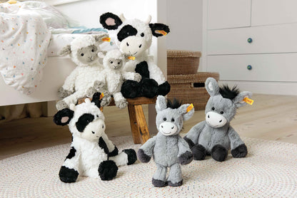 Steiff cuddly toy Dinkie Donkey, sweet plush toy with plastic eyes, for children, boys & girls, Friends, plush toy 30 cm, light grey, 073748