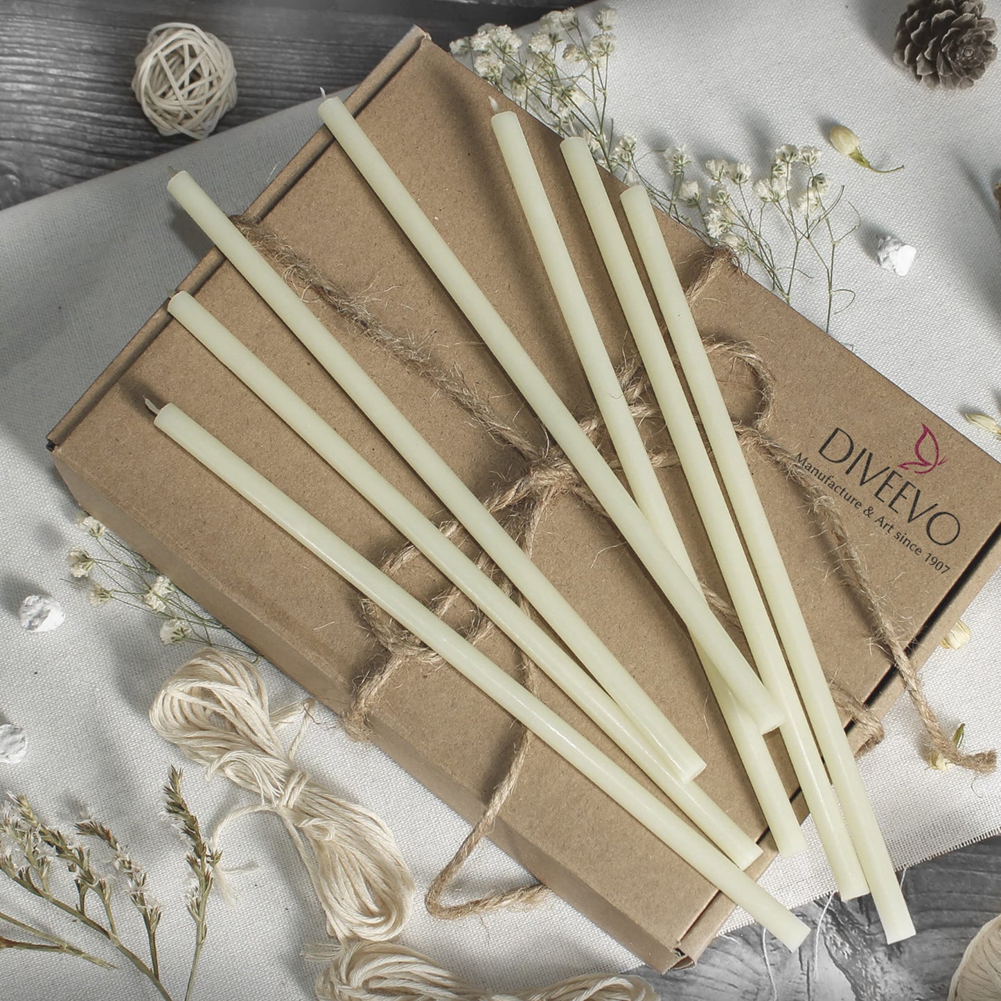 №100-250 pcs. White beeswax candle collection: Traditional stick and household candles, ritual candles, and colored wax candles a set for rituals L-16.5 cm Ø-5.7 mm, 50 min burn time.