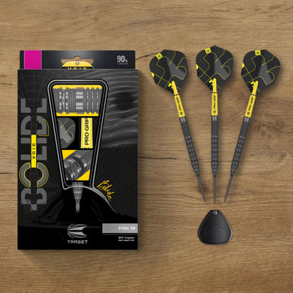 Target Darts Bolide Void 90% Tungsten Dart Set, Steel Tip Swiss Point Darts | Barrel 01, 25G | Professional Dart Sets, Black Darts, Swiss Point Tool Included