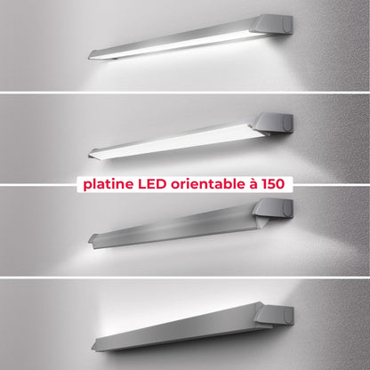 B.K.Licht - LED strip with on-off switch, neutral white light color, swiveling, under cabinet light kitchen, LED light strip kitchen, cabinet lighting, kitchen lamp, 54.7x6.1x2.4 cm, titanium-colored.