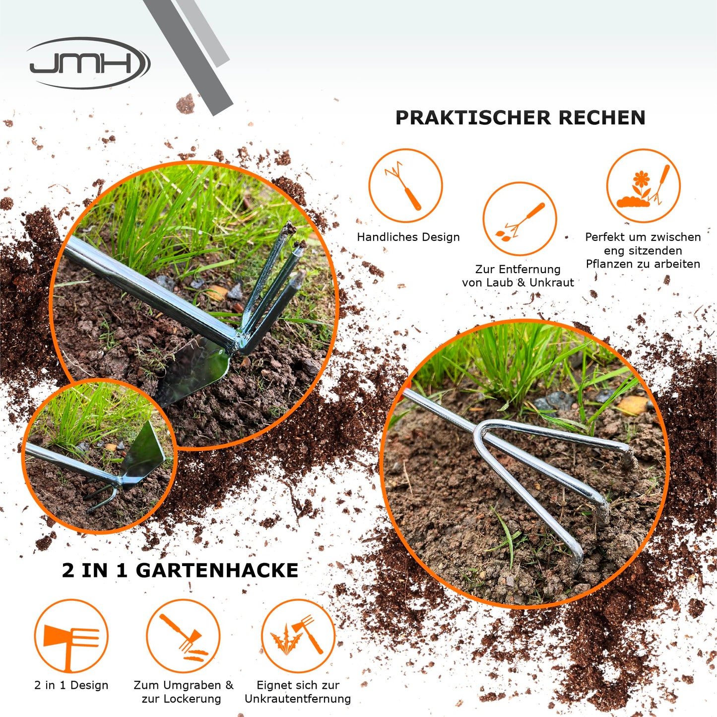 JMH Stainless Steel Garden Tool Set - 7-piece Garden Tool Set - Outdoor Garden Accessories - Garden tools with Weed Puller - Gardening Tools