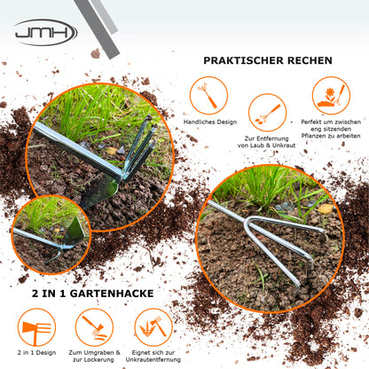 JMH Stainless Steel Garden Tool Set - 7-piece Garden Tool Set - Outdoor Garden Accessories - Garden tools with Weed Puller - Gardening Tools