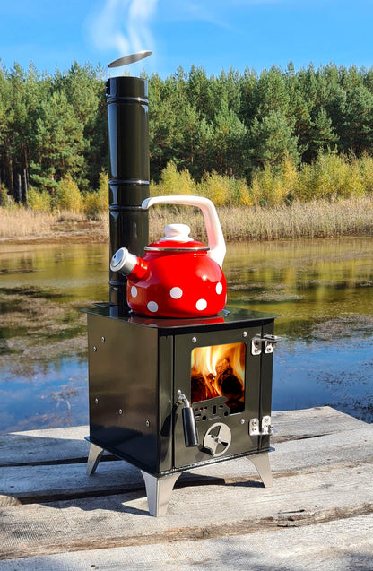 ECOfoxx Outdoor Stove TINY with hotplate, tent stove, patio stove, camping stove, outdoor fireplace, garden stove