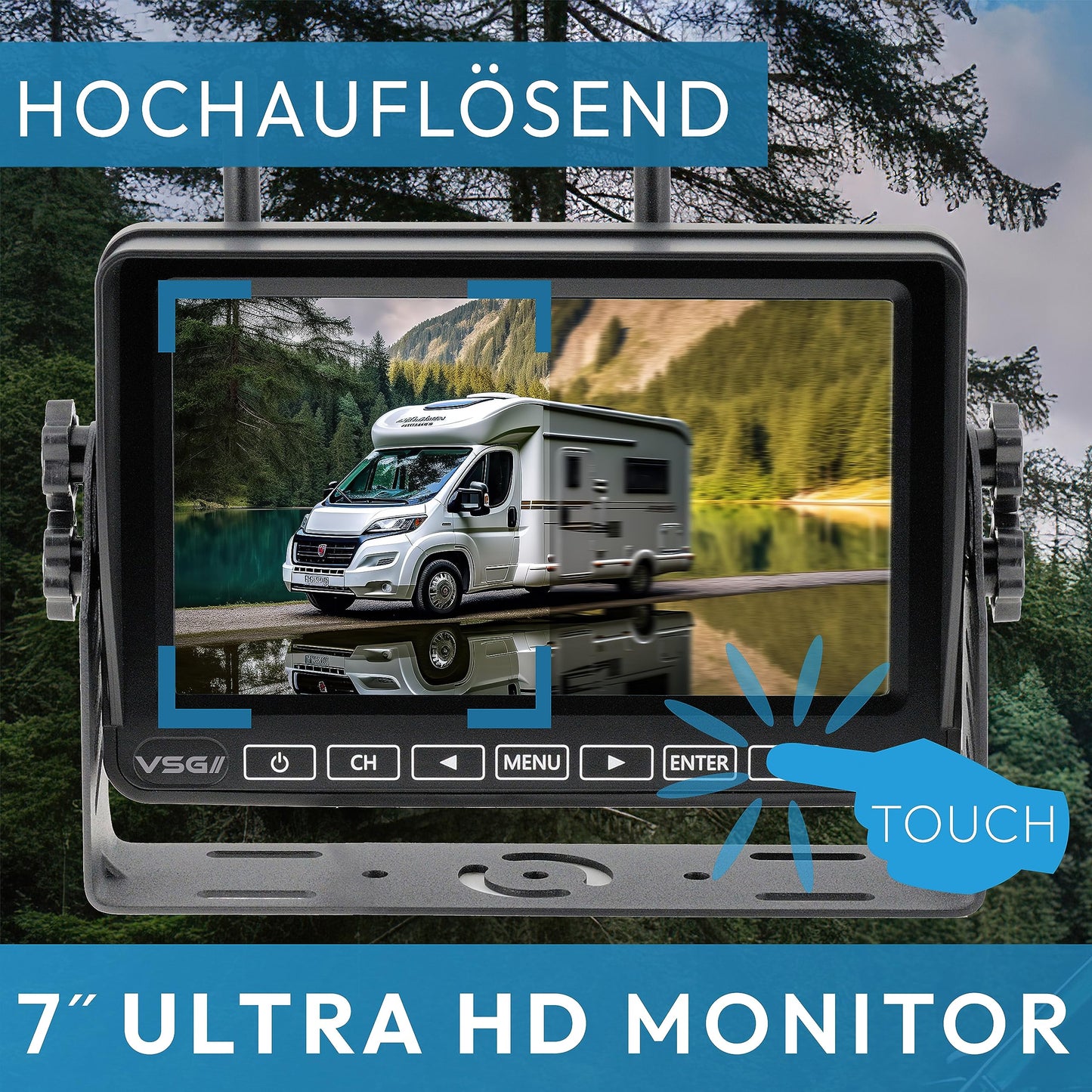 VSG24 7" Element HD 2 Camera Wireless Rearview System with Battery Magnet for Camper & Truck, Car Kit with Wireless Rearview Camera + Monitor, DIY Retrofit 12V-24V, Digital Camera, Car Rearview Mirror