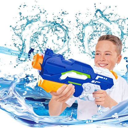 Water gun 1200ml with long range water blaster 10-11 meters. Perfect for kids and adults in the garden.