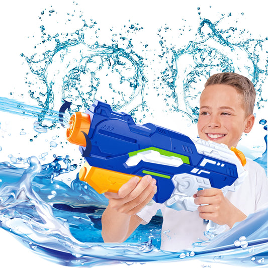 Water gun 1200ml with long range water blaster 10-11 meters. Perfect for kids and adults in the garden.