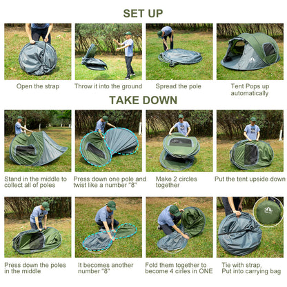 Night Cat 4-Person Waterproof Backpacking Tent: Camping tent for outdoor sports, picnicking, hiking, and traveling.