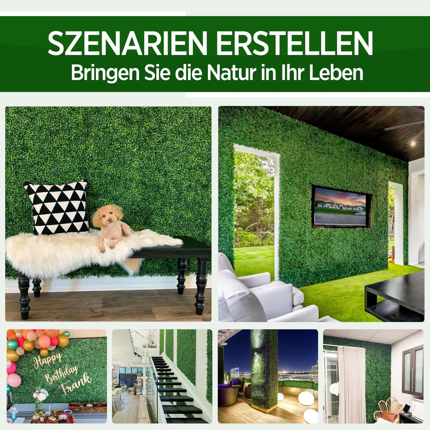 Yaheetech 6pcs Artificial Ivy Garden Privacy Screen, 60x40cm Plant Wall with Shade Net, UV Protection, Artificial Hedge for Balcony Garden Decoration