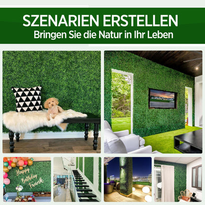 Yaheetech 6pcs Artificial Ivy Garden Privacy Screen, 60x40cm Plant Wall with Shade Net, UV Protection, Artificial Hedge for Balcony Garden Decoration