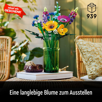 LEGO Icons Wildflower Bouquet set, artificial flowers & City Tractor toy, farm set with minifigures and animal figures, great gift for boys and girls aged 5+ 60287
