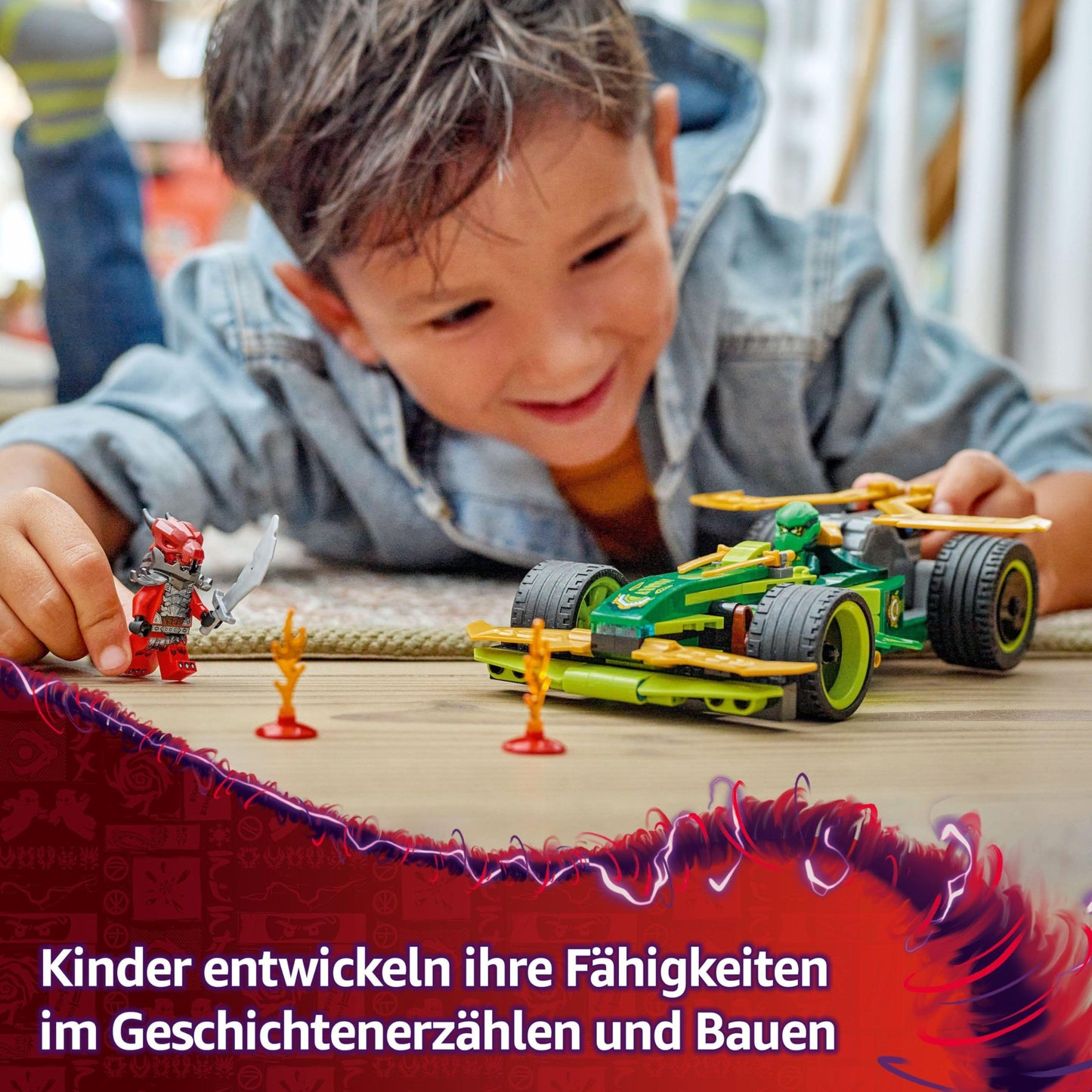 LEGO NINJAGO Lloyd's Action Racer - Car building toy with 2 minifigures for role-playing, a buildable toy car for kids - Gift for boys and girls aged 7+ 71828
