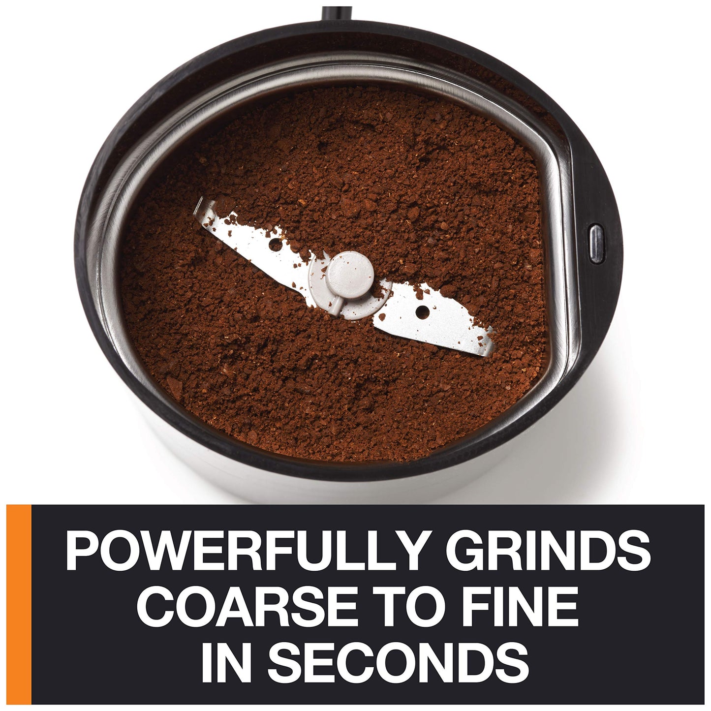 Krups F20342 Coffee and Spice Grinder in One, Powerful Motor, Adjustable Grind Size, 75g Capacity, Stainless Steel Blade, Safety Lid, Anti-Slip Feet, Black.