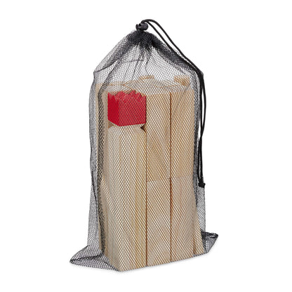 Relaxdays Viking Throwing Game made of pine wood, Natural Kubb Viking Game, red king, large, outdoor toy with bag