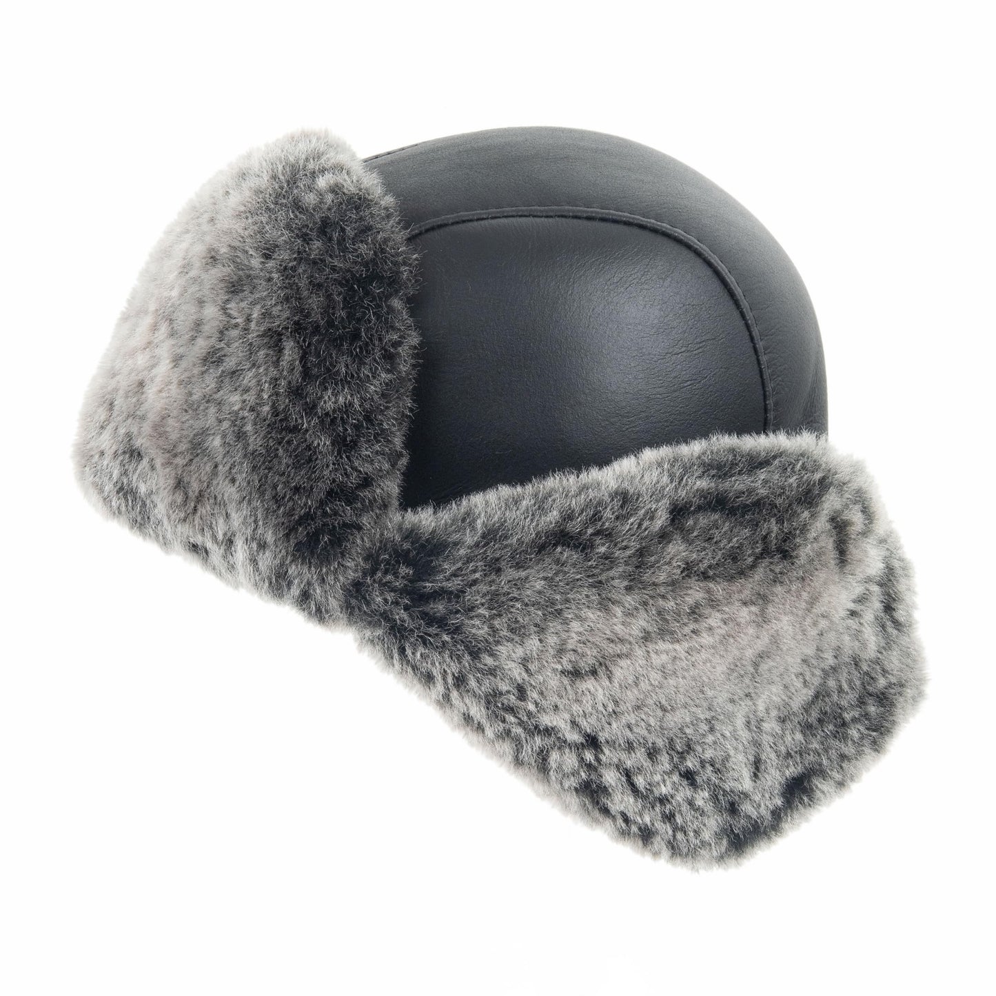 Zessano Unisex Shearling Sheepskin Aviator Hat, Russian Ushanka Trapper Winter Fur Hat - Shearling 100% Leather Sheepskin Hats for Men Women