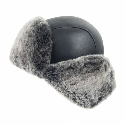 Zessano Unisex Shearling Sheepskin Aviator Hat, Russian Ushanka Trapper Winter Fur Hat - Shearling 100% Leather Sheepskin Hats for Men Women