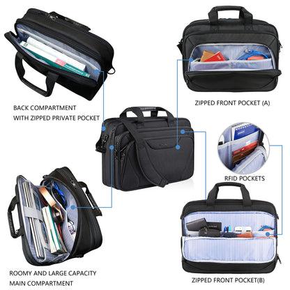 KROSER 18-inch handbag, laptop bag up to 17.3 inches, waterproof, expandable, document bag with shoulder strap, for travel/business/school/men/women, laptop bag.