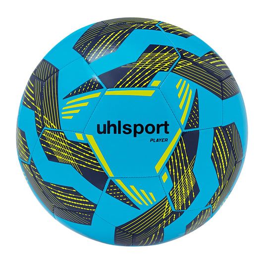 uhlsport Player Soccer Ball for Adults - Size 5, ice blue/Navy/Fluo yellow