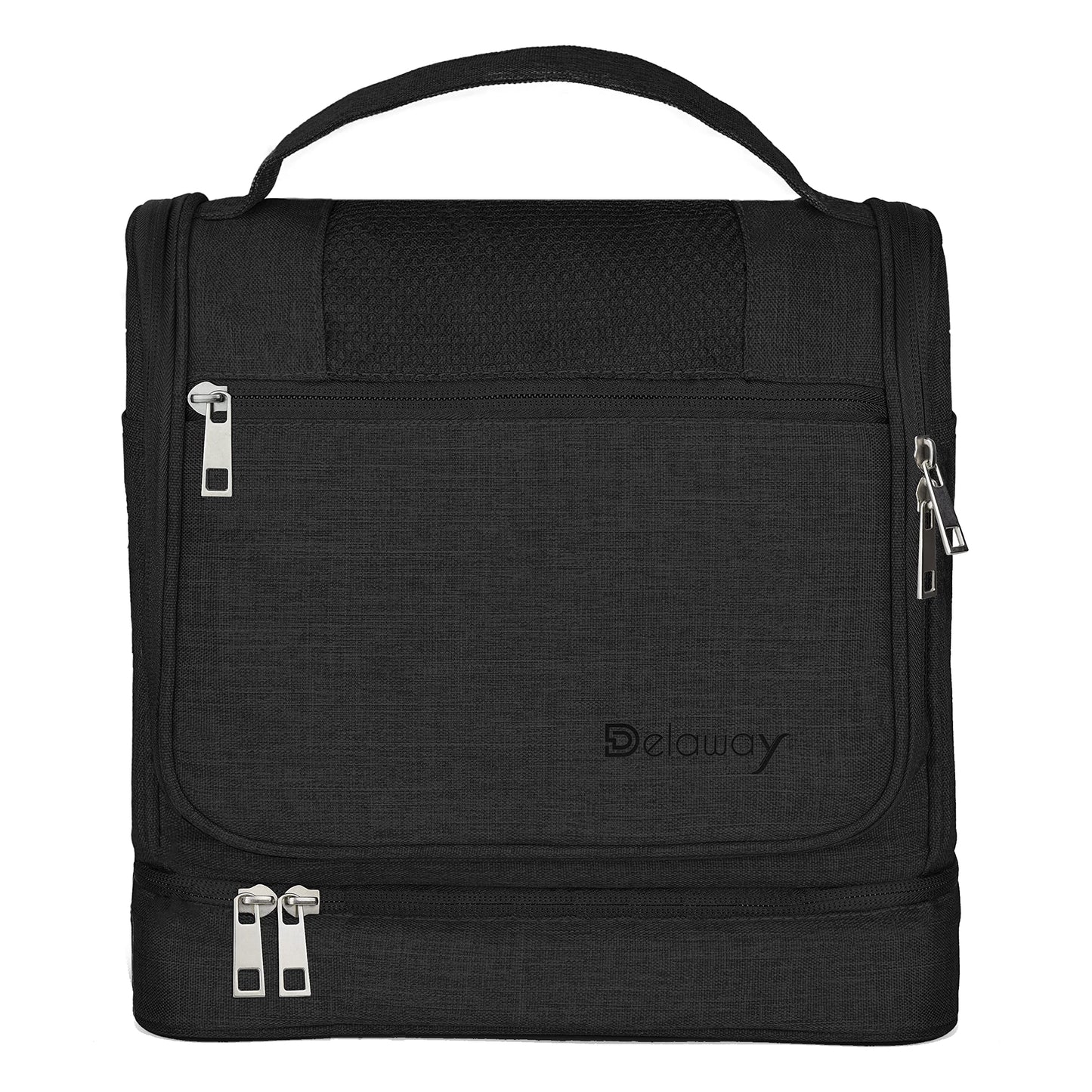 DELAWAY XXL toiletry bag for hanging [Design 2025] Large toiletry bag for women, men with suitcase attachment and separate wet compartment - toiletry bag for men & women (Black New)