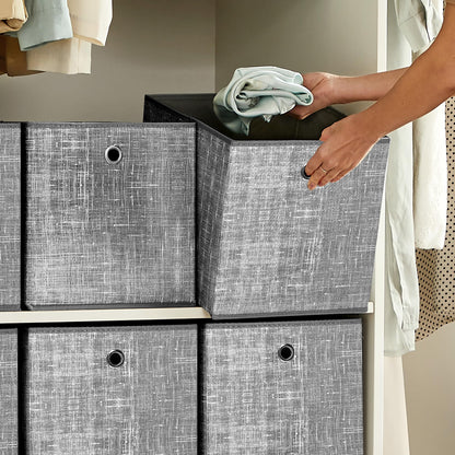 SONGMICS Storage Box, Set of 6, Storage Boxes made of non-woven fabric with handles, Storage Boxes, 30 x 30 x 30 cm, Organizer Box, for cube shelf, foldable box, clothes storage, grey marl RFB02LG-3.