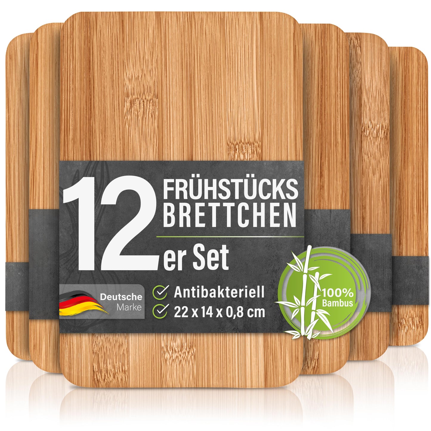 12 piece bamboo wood breakfast board set - 22x14x0.8cm wooden board set board breakfast board wood board