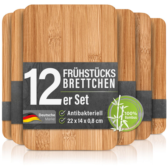 12 piece bamboo wood breakfast board set - 22x14x0.8cm wooden board set board breakfast board wood board