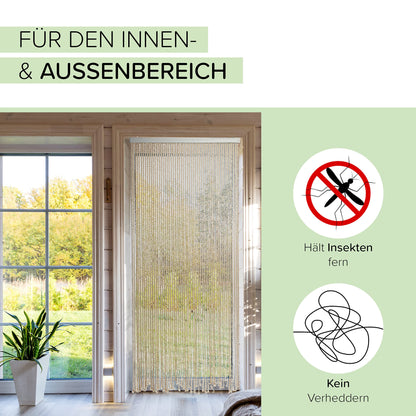 Kobolo rope curtain MARITIME | 90x185 cm | 54 strands | beige | decorative, handmade door curtain | maritime string curtain as a fly screen & privacy for balcony, terrace & windows