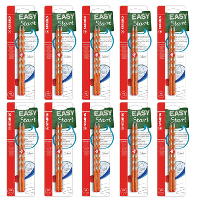 STABILO - Slim triangular pencil for right-handers - EASYgraph S in orange - 10x 2 pack - Hardness grade HB