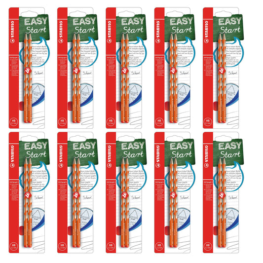 STABILO - Slim triangular pencil for right-handers - EASYgraph S in orange - 10x 2 pack - Hardness grade HB