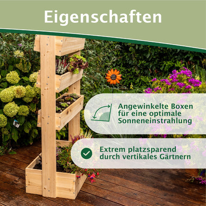 PFLANZENHOLZ® Premium Cedar Plant Stand - Space-saving wooden raised bed for balcony and garden - Plant shelf including fleece and copper design pegs - Dimensions 135x85x45 cm (Type: PT001)