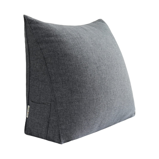 VERCART Back Cushion for Bed Wedge Reading Pillow Sofa, Modern Large Sofa Pillow Back Cushion Headboard Padded Wall Pillow, Wedge-shaped Couch Pillow Linen Anthracite Gray 60cm