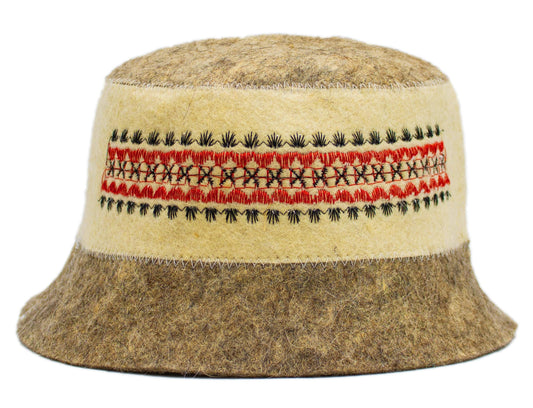 Sauna hat wool embroidered Ukrainian ornament Vyshyvanka - Banya hat for men Sauna cap for women Wool sauna hat for women Finnish