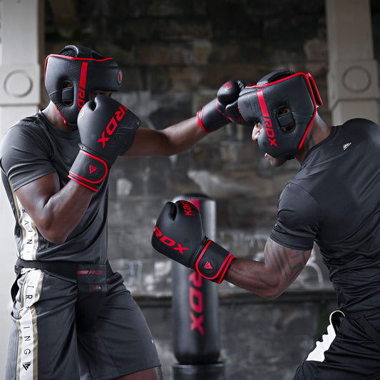 RDX Head Guard Boxing for kickboxing, martial arts, MMA training, Maya Hide leather Kara sparring Muay Thai headgear, boxing helmet Krav Maga, Karate and Taekwondo headgear (multipurpose packaging)