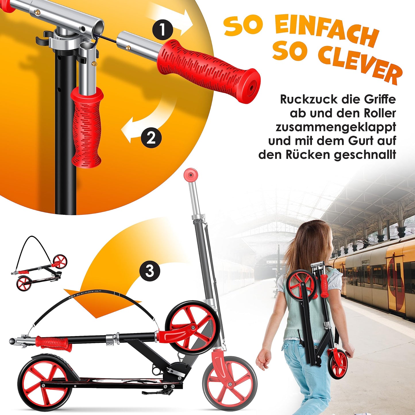 Kesser® Scooter Roller Children's Scooter City Scooter Push Scooter Kick Scooter Kickscooter | Panther (White)