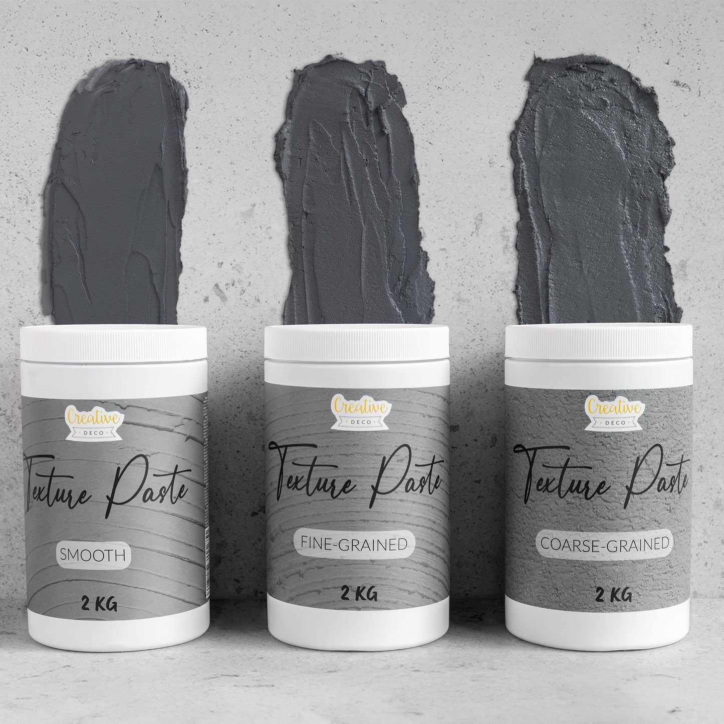 Creative Deco Structure Paste Smooth 2 kg | Dark Grey Spackle for Acrylic Painting | Modeling Paste for Art Projects, Acrylic Paint, DIY, 3D Effects, Textures | Easy to apply with palette knife