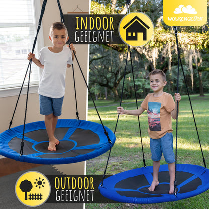 WOLKENGLÜCK® Nest Swing [Ø 110 cm] - Adjustable Height Swing for Outdoor & Indoor Use for Kids and Adults [up to 150 kg] - Includes Mounting Accessories - Kids Swing