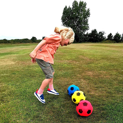 Fun sport foam soccer balls 3-pack | Soft foam soccer balls for indoor & outdoor | Lightweight, durable & safe | Perfect for kids, teens & adults | 19.4 cm (Red, Blue & Yellow)