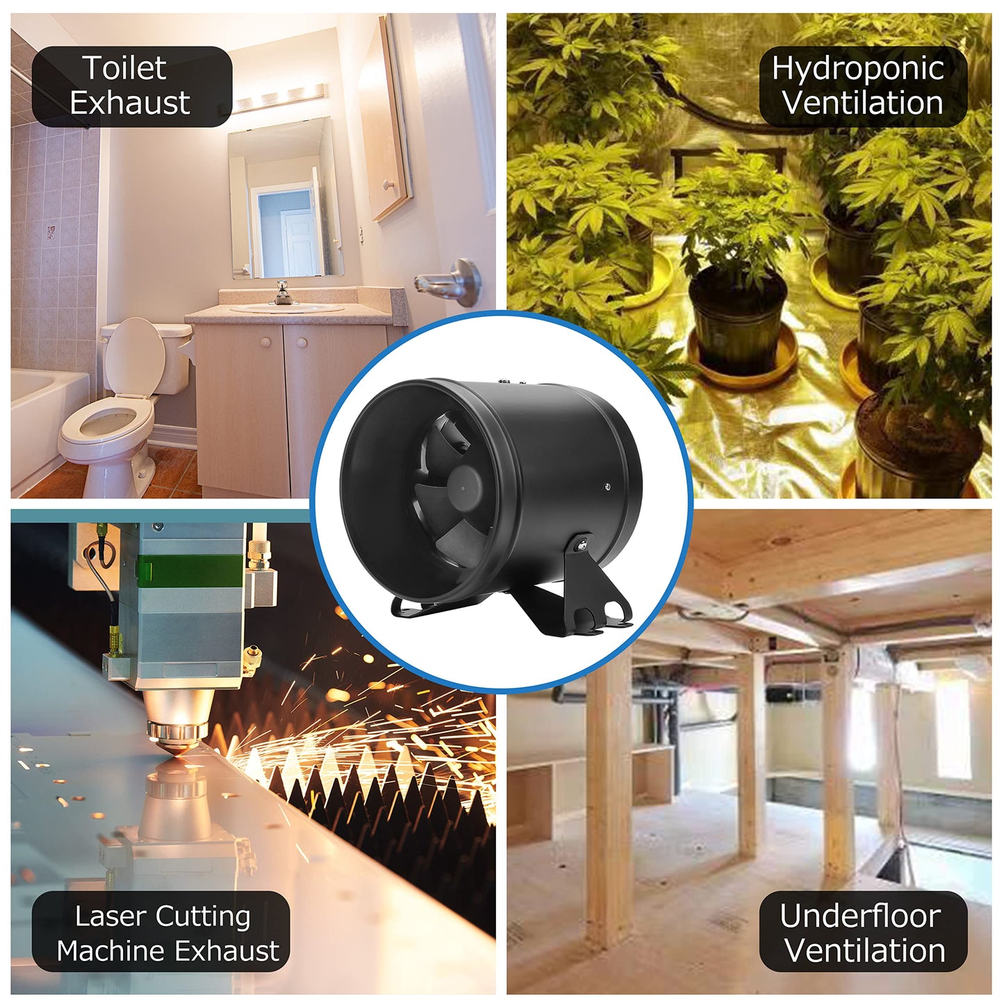 DUCTURBO duct fan 200mm Adjustable, 1205m³/h Inline duct fan Exhaust fan Ideal duct fan for grow tents, ventilation, and exhaust fan