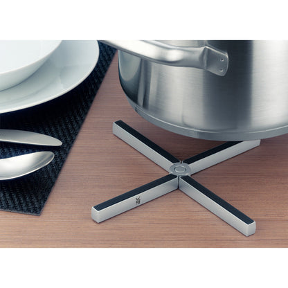 WMF Set 3-piece Compact Cuisine pot set Induction 4-piece with glass lid and Devil pan set Induction 2-piece and Mister X pot holder Stainless steel foldable 19 x 19 cm.